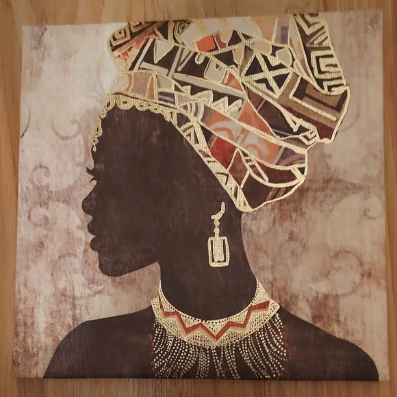 African Woman Canvas Painting Pair Wall Art Print Rustic Home Decor Primitive - Picture 3 of 6